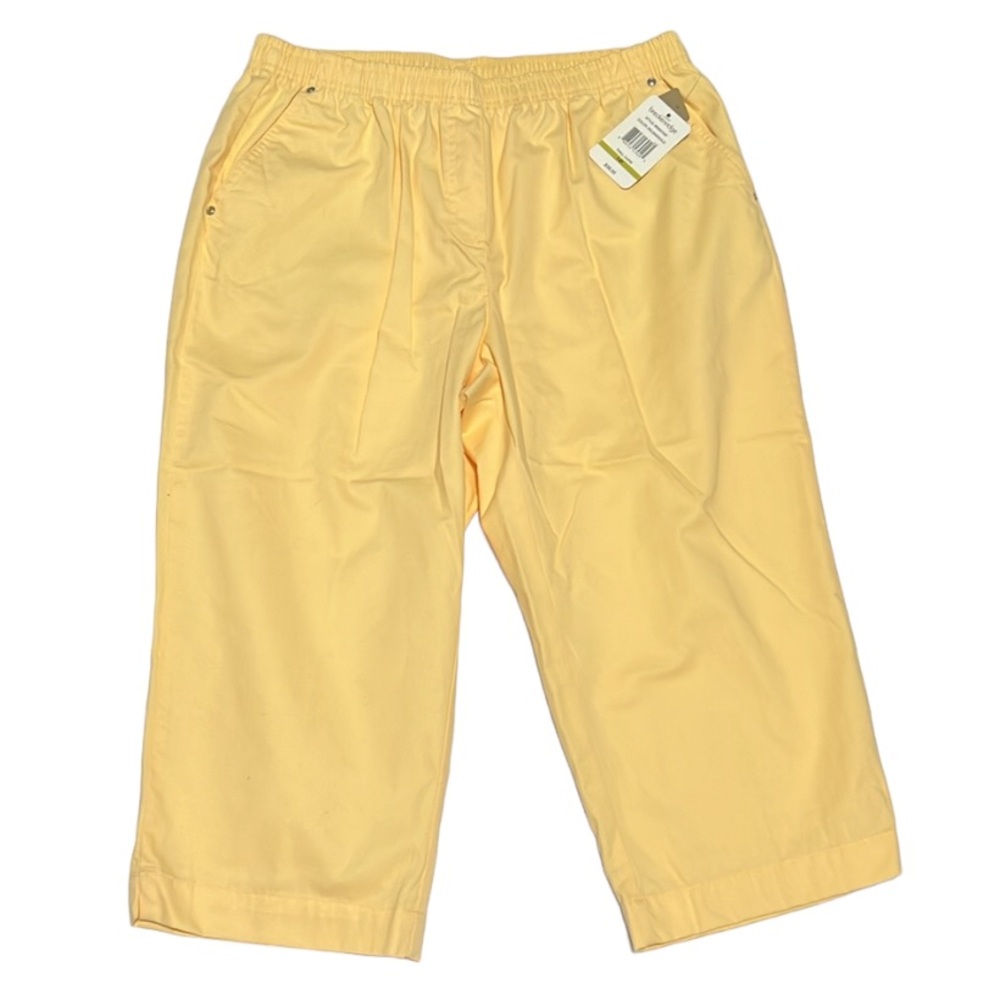 NWT Breckenridge Petite Belmargold Pale Yellow Twill Pull On Capris 14P